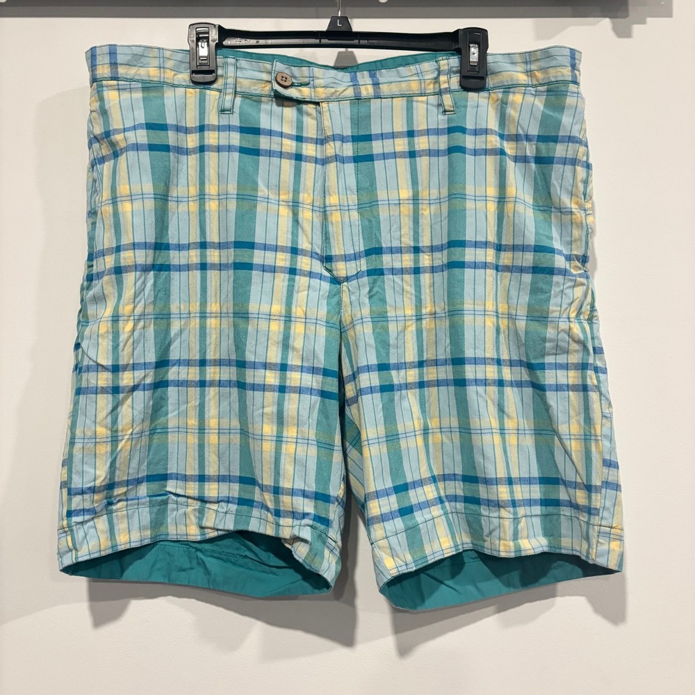 Savane‎ Mens Reversible Plaid Solid Shorts 40 Preppy Coastal Summer Beach 21380